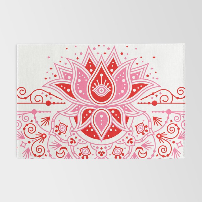 Lotus Blossom Mandala - Red & Pink Palette Rug Gallery Image 2