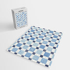 Mosaic plaids geometric pattern watercolor Soft blue Jigsaw Puzzle Gallery Image 2