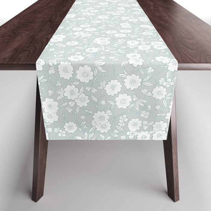 Cluster Flower Vines - Mint Table Runner Gallery Image 1