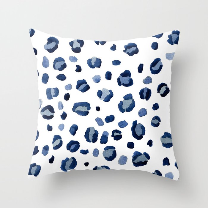 animal print (navy) Throw Pillow Gallery Image 1