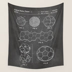 Soccer Ball Patent - Football Art - Black Chalkboard Wall Tapestry Gallery Image 4