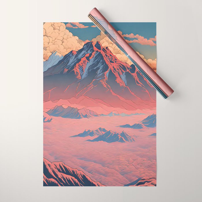 The Red - A Contemporary Ukiyo-e Nature Landscape Wrapping Paper Gallery Image 1