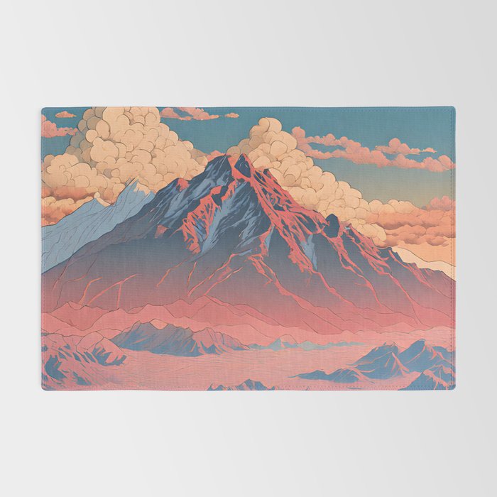 The Red - A Contemporary Ukiyo-e Nature Landscape Rug Gallery Image 2