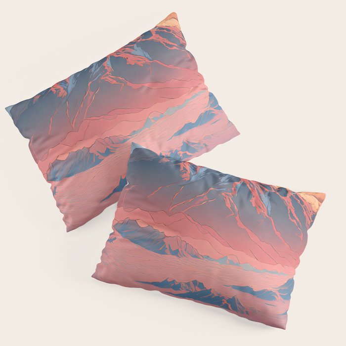 The Red - A Contemporary Ukiyo-e Nature Landscape Pillow Sham Gallery Image 3