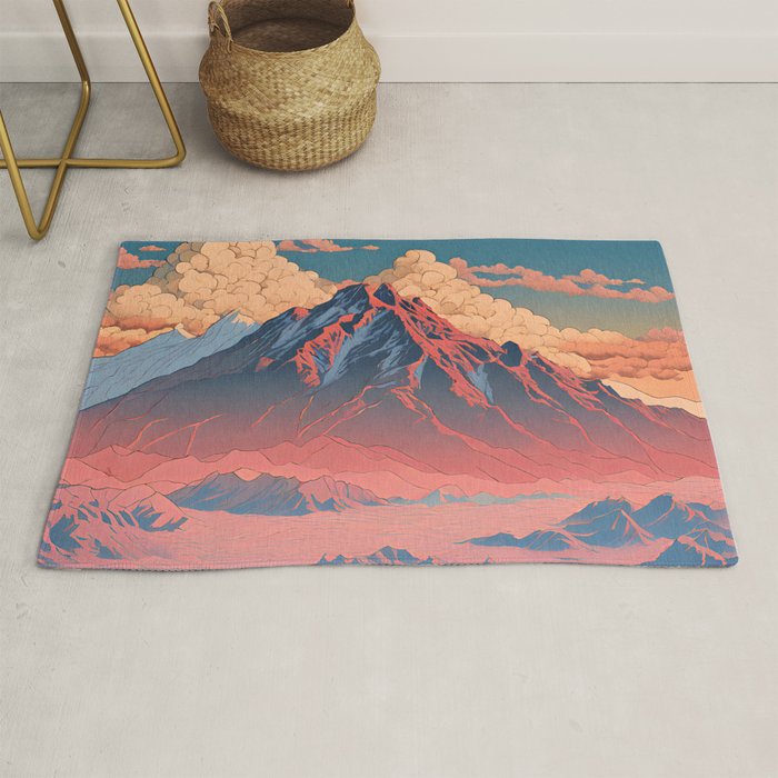 The Red - A Contemporary Ukiyo-e Nature Landscape Rug Gallery Image 1