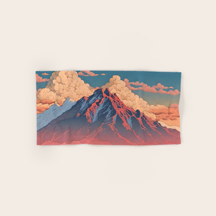 The Red - A Contemporary Ukiyo-e Nature Landscape Bath Towel Gallery Image 1