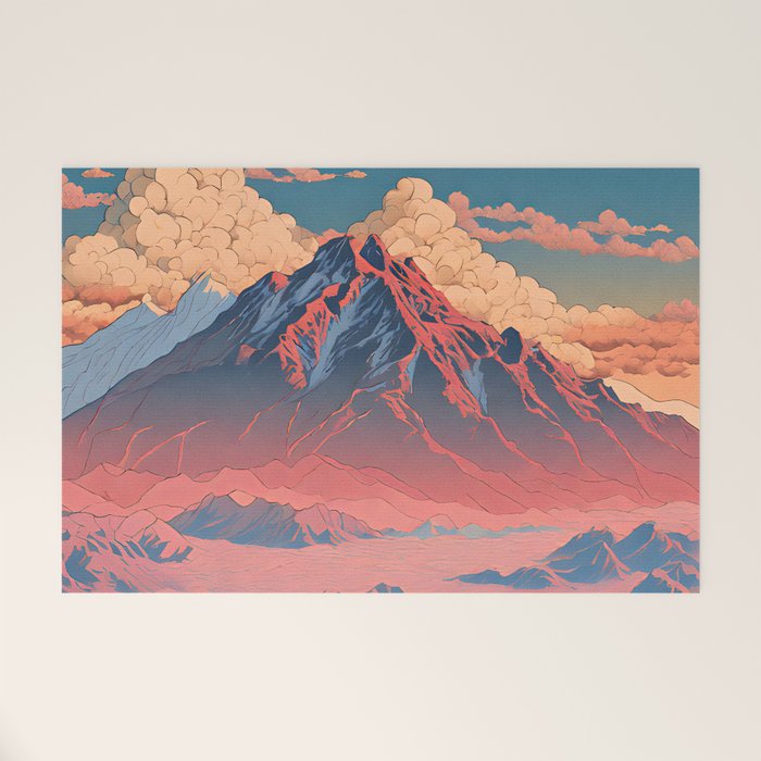 The Red - A Contemporary Ukiyo-e Nature Landscape Welcome Mat Gallery Image 1