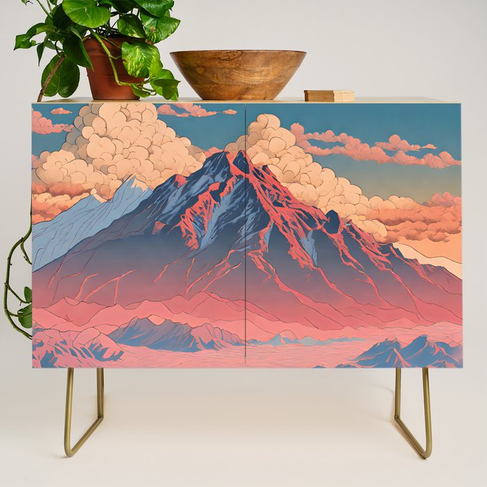 The Red - A Contemporary Ukiyo-e Nature Landscape Credenza Gallery Image 1