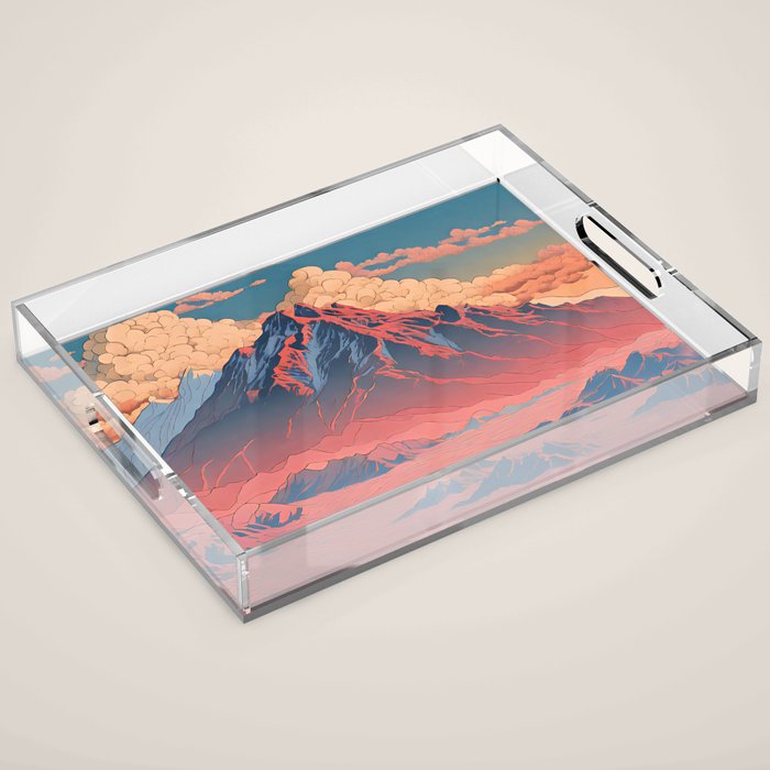 The Red - A Contemporary Ukiyo-e Nature Landscape Acrylic Tray Gallery Image 1