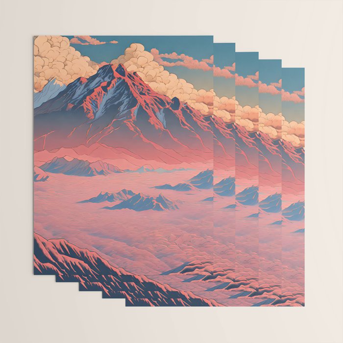 The Red - A Contemporary Ukiyo-e Nature Landscape Wrapping Paper Gallery Image 3