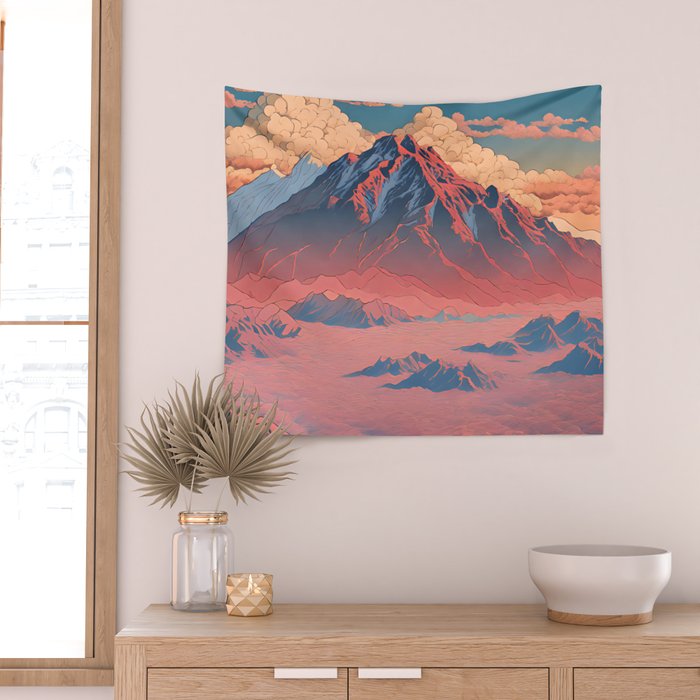 The Red - A Contemporary Ukiyo-e Nature Landscape Wall Tapestry Gallery Image 2
