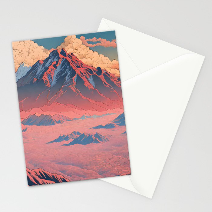 The Red - A Contemporary Ukiyo-e Nature Landscape Stationery Card Gallery Image 2