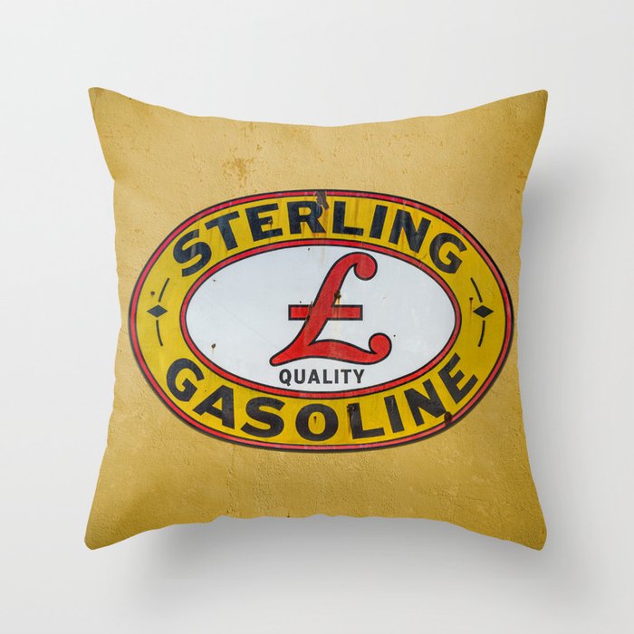 Vintage Sterling Gasoline Sign Throw Pillow Gallery Image 6