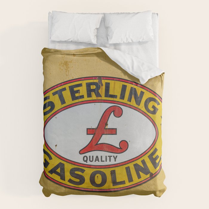 Vintage Sterling Gasoline Sign Duvet Cover Gallery Image 6