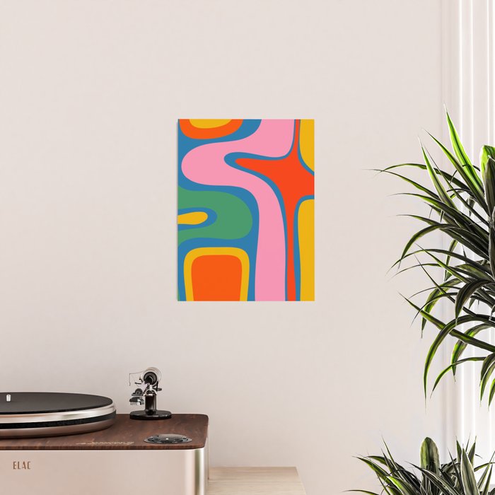 Copacetic Colourful Retro Abstract Pattern in Rainbow Pop Colours Poster Gallery Image 2