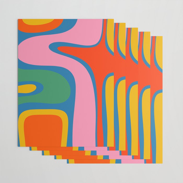 Copacetic Colourful Retro Abstract Pattern in Rainbow Pop Colours Wrapping Paper Gallery Image 3
