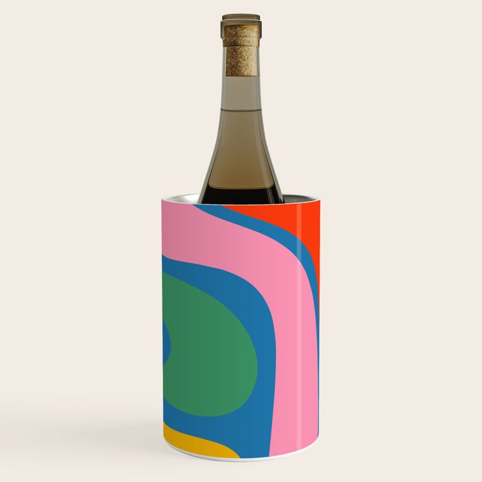 Copacetic Colourful Retro Abstract Pattern in Rainbow Pop Colours Wine Chiller Gallery Image 1