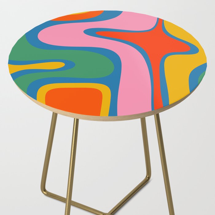 Copacetic Colourful Retro Abstract Pattern in Rainbow Pop Colours Side Table Gallery Image 2