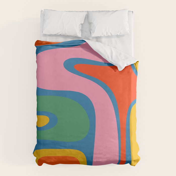 Copacetic Colourful Retro Abstract Pattern in Rainbow Pop Colours Duvet Cover Gallery Image 6