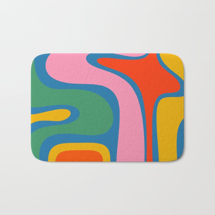 Copacetic Colourful Retro Abstract Pattern in Rainbow Pop Colours Bath Mat Gallery Image 1
