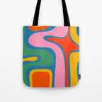 Copacetic Colourful Retro Abstract Pattern in Rainbow Pop Colours Tote Bag Gallery Image 1