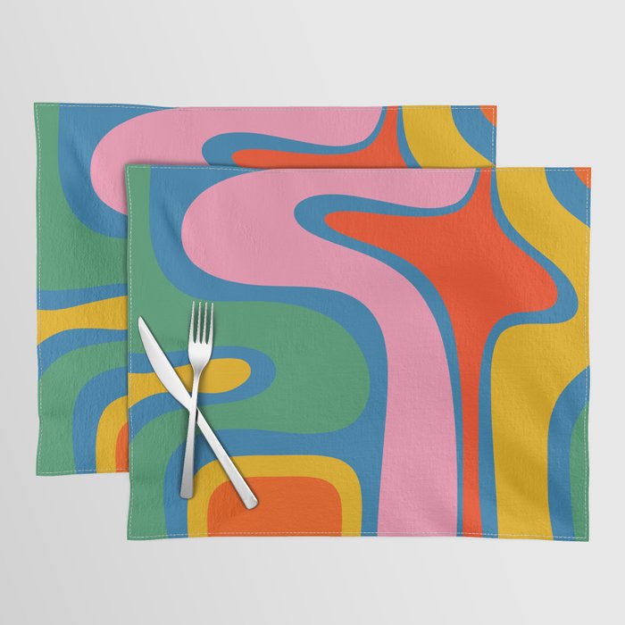 Copacetic Colourful Retro Abstract Pattern in Rainbow Pop Colours Placemat Gallery Image 1