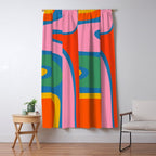 Copacetic Colourful Retro Abstract Pattern in Rainbow Pop Colours Window Curtain Gallery Image 5