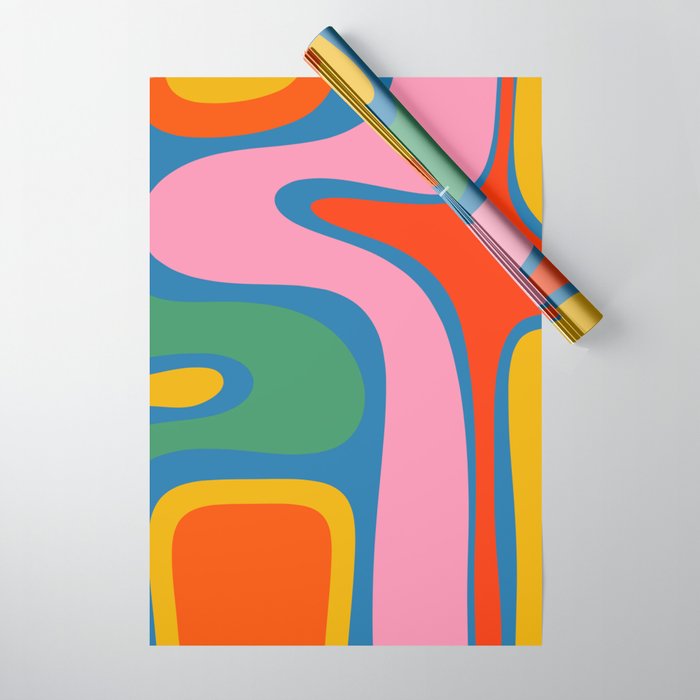 Copacetic Colourful Retro Abstract Pattern in Rainbow Pop Colours Wrapping Paper Gallery Image 1