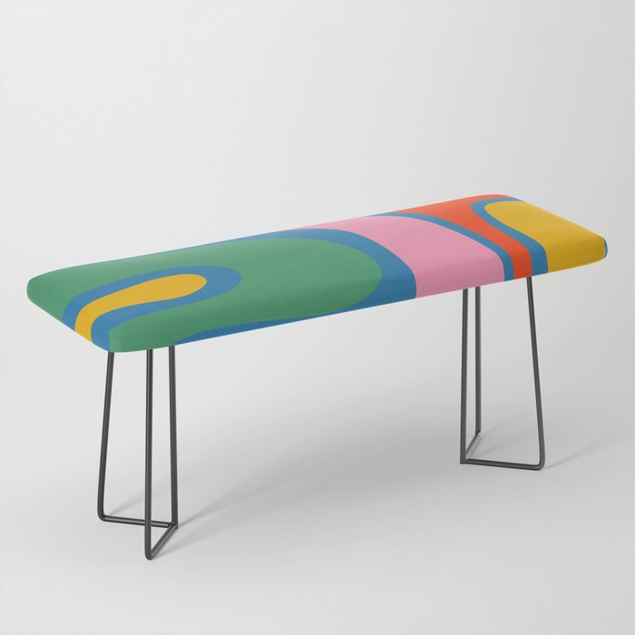 Copacetic Colourful Retro Abstract Pattern in Rainbow Pop Colours Bench Gallery Image 1
