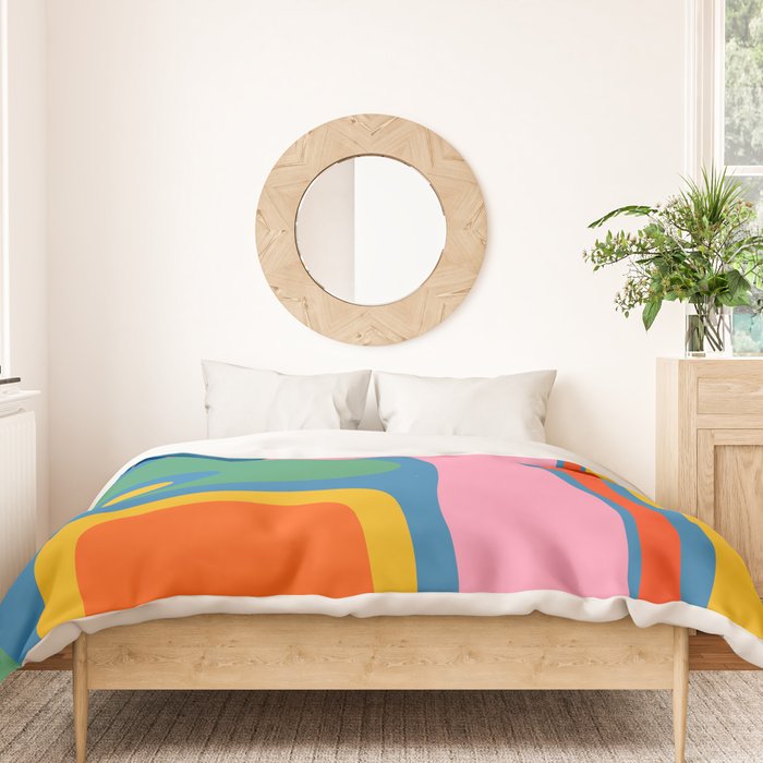 Copacetic Colourful Retro Abstract Pattern in Rainbow Pop Colours Duvet Cover Gallery Image 3
