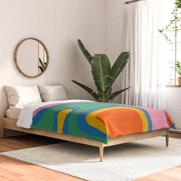 Copacetic Colourful Retro Abstract Pattern in Rainbow Pop Colours Comforter Gallery Image 2