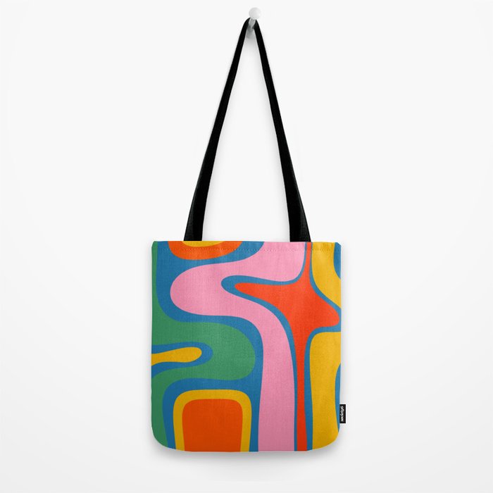 Copacetic Colourful Retro Abstract Pattern in Rainbow Pop Colours Tote Bag Gallery Image 2