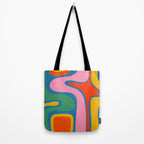 Copacetic Colourful Retro Abstract Pattern in Rainbow Pop Colours Tote Bag Gallery Image 2