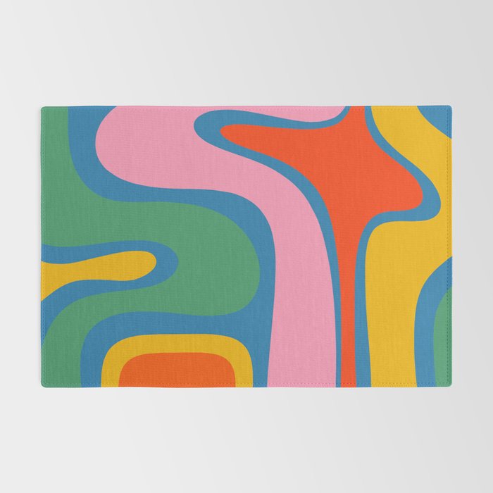 Copacetic Colourful Retro Abstract Pattern in Rainbow Pop Colours Rug Gallery Image 2