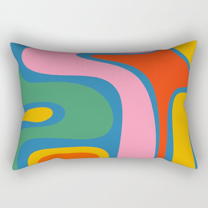 Copacetic Colourful Retro Abstract Pattern in Rainbow Pop Colours Rectangular Pillow Gallery Image 1