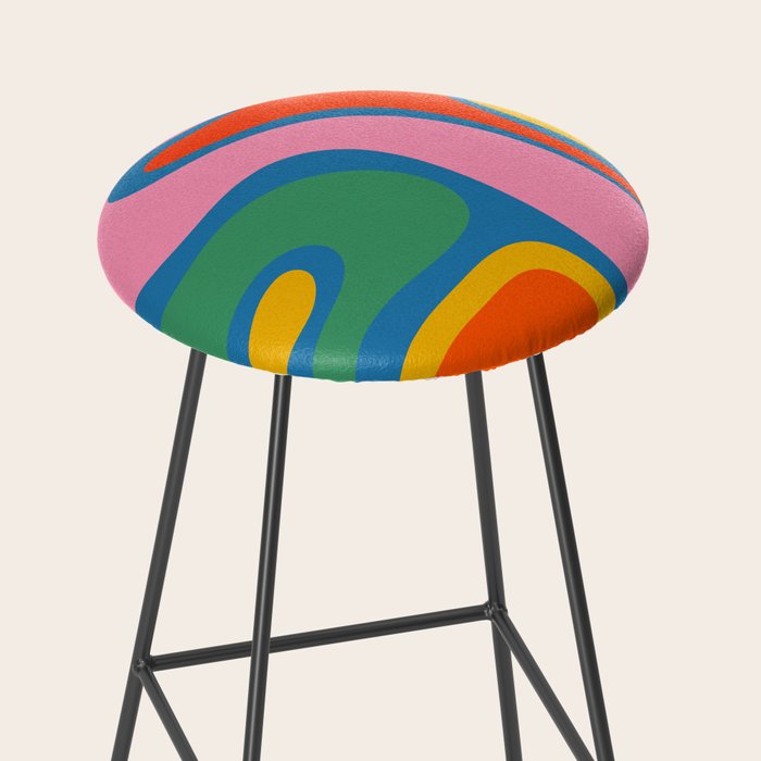 Copacetic Colourful Retro Abstract Pattern in Rainbow Pop Colours Stool Gallery Image 2