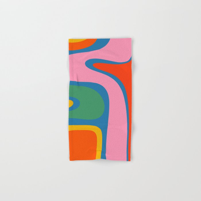 Copacetic Colourful Retro Abstract Pattern in Rainbow Pop Colours Bath Towel Gallery Image 1