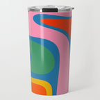 Copacetic Colourful Retro Abstract Pattern in Rainbow Pop Colours Travel Mug Gallery Image 1