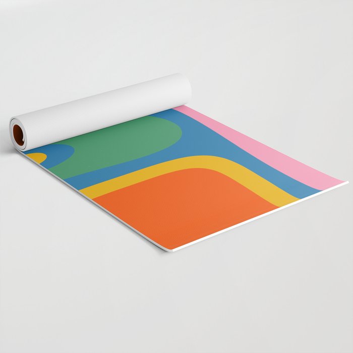 Copacetic Colourful Retro Abstract Pattern in Rainbow Pop Colours Yoga Mat Gallery Image 2