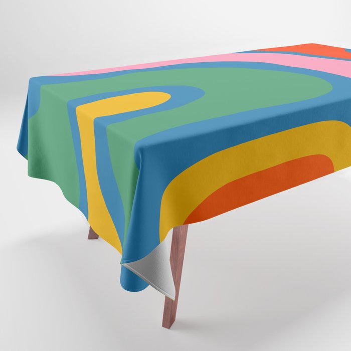 Copacetic Colourful Retro Abstract Pattern in Rainbow Pop Colours Tablecloth Gallery Image 1