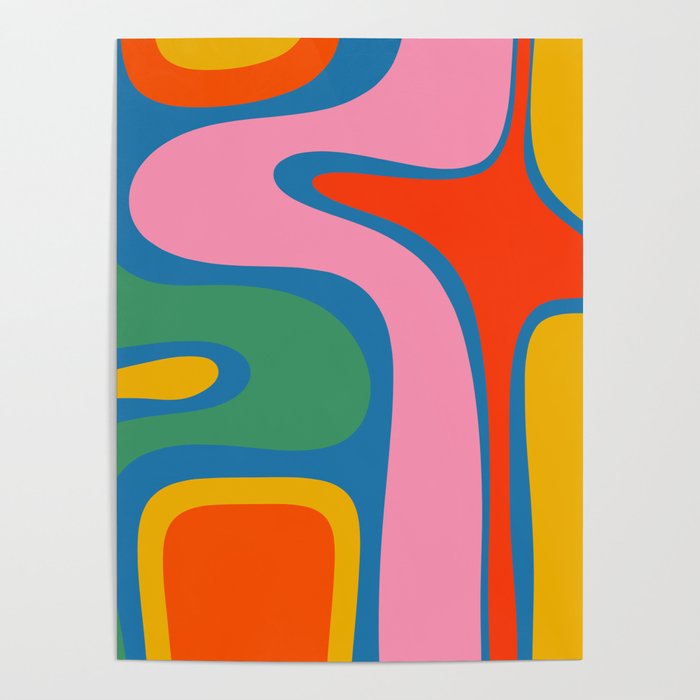 Copacetic Colourful Retro Abstract Pattern in Rainbow Pop Colours Poster Gallery Image 4