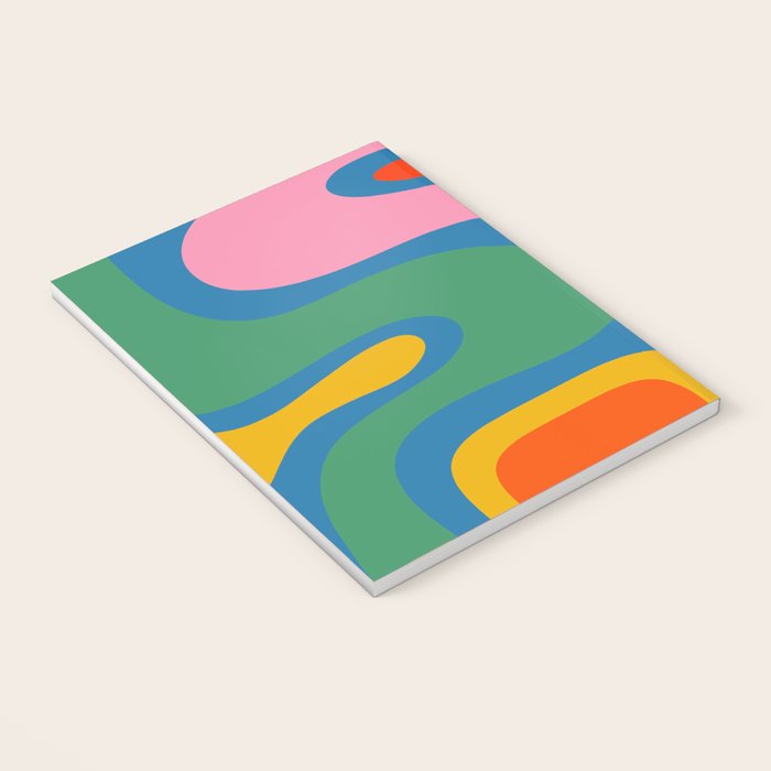 Copacetic Colourful Retro Abstract Pattern in Rainbow Pop Colours Notebook Gallery Image 3