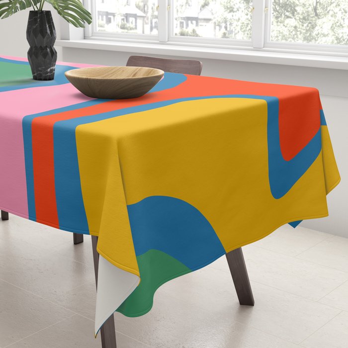 Copacetic Colourful Retro Abstract Pattern in Rainbow Pop Colours Tablecloth Gallery Image 3