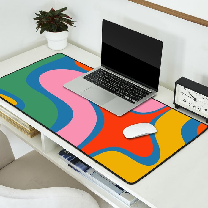 Copacetic Colourful Retro Abstract Pattern in Rainbow Pop Colours Desk Mat Gallery Image 2