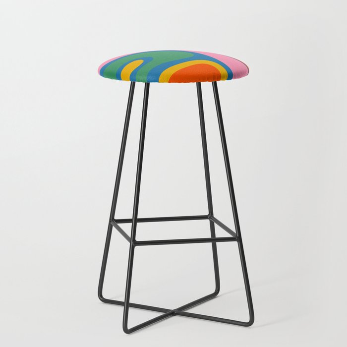 Copacetic Colourful Retro Abstract Pattern in Rainbow Pop Colours Stool Gallery Image 1