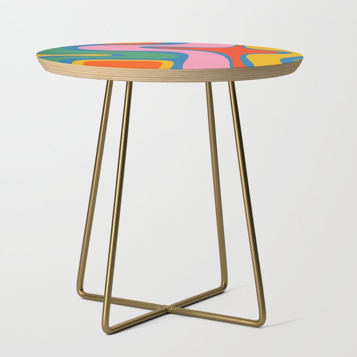 Copacetic Colourful Retro Abstract Pattern in Rainbow Pop Colours Side Table Gallery Image 1