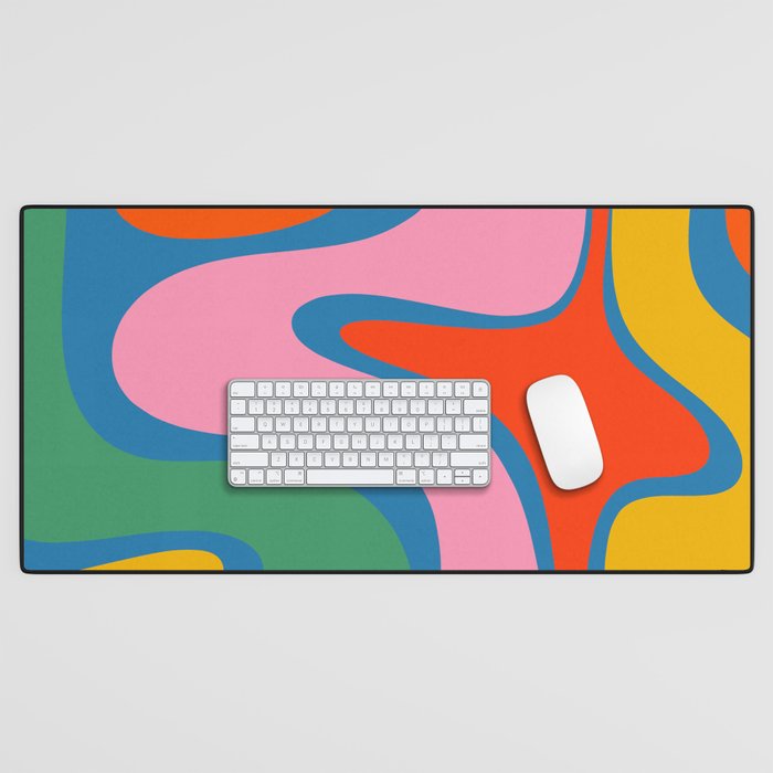 Copacetic Colourful Retro Abstract Pattern in Rainbow Pop Colours Desk Mat Gallery Image 1