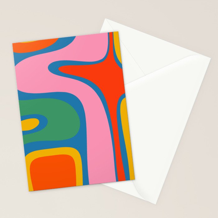 Copacetic Colourful Retro Abstract Pattern in Rainbow Pop Colours Stationery Card Gallery Image 2