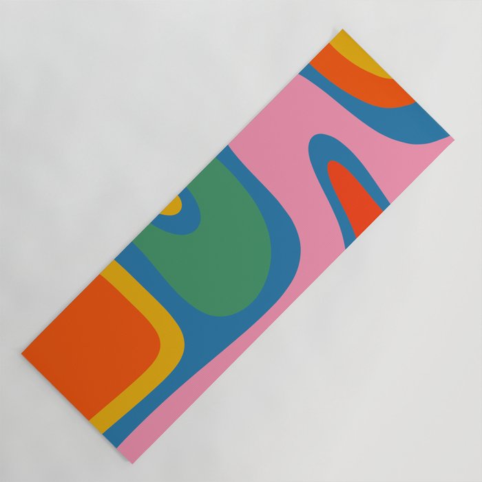 Copacetic Colourful Retro Abstract Pattern in Rainbow Pop Colours Yoga Mat Gallery Image 1