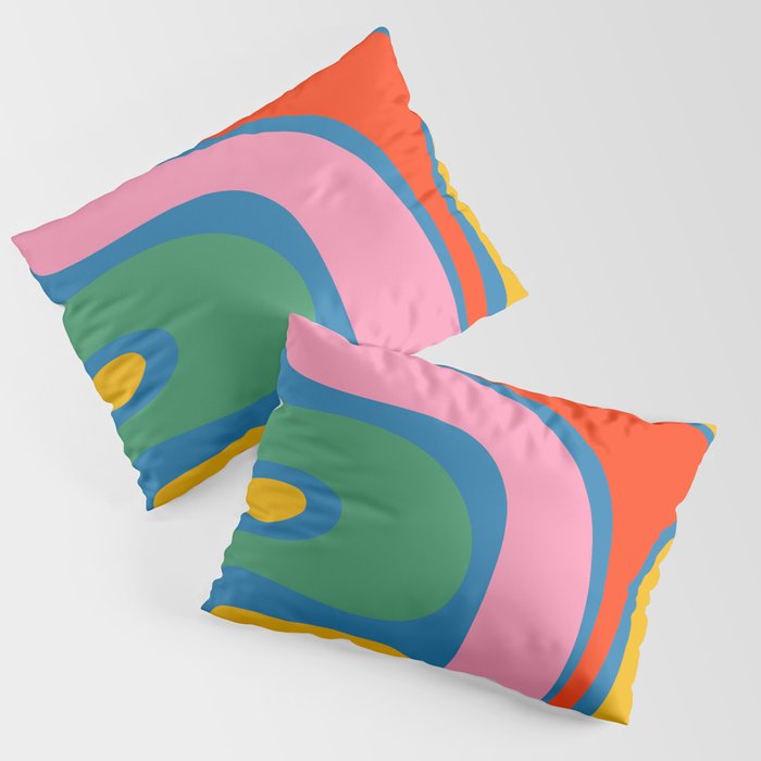 Copacetic Colourful Retro Abstract Pattern in Rainbow Pop Colours Pillow Sham Gallery Image 3